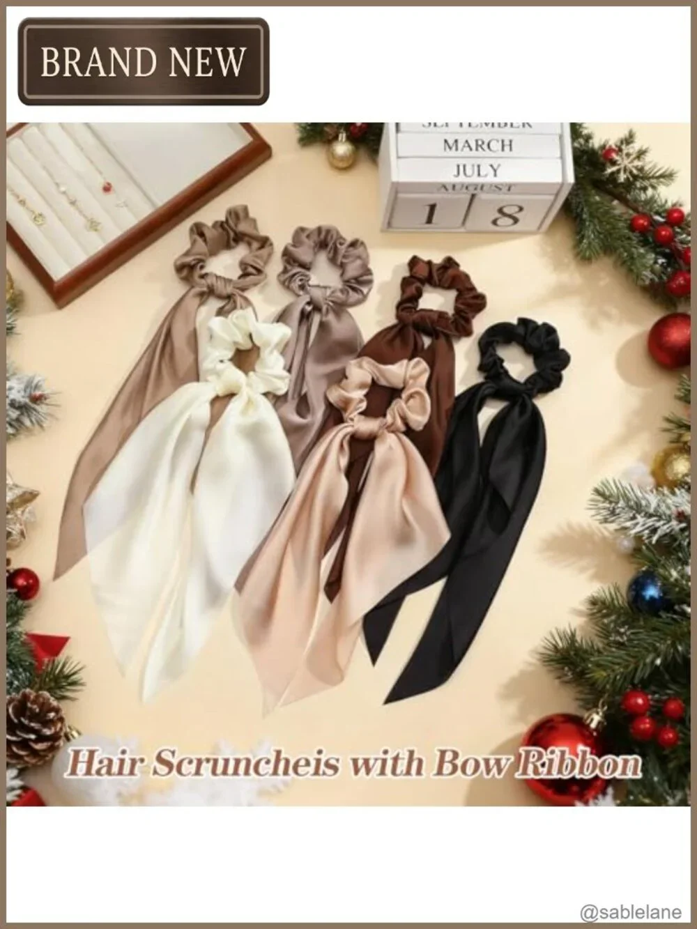 6 Pack Satin Bow Hair Ties Silk Scrunchies Hair Accessories